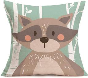 img 3 attached to 🐾 Asminifor Cute Animal Cartoon Throw Pillow Covers - Set of 4 Cotton Linen Cushion Covers for Home and Car Decor (Cartoon Animal)