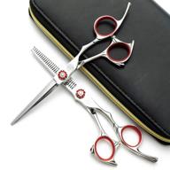 🔪 moontay 6.0" hair cutting scissors set: professional barber stylist thinning shears, salon hair scissors, 440c japanese stainless steel hairdressing scissors (red) logo