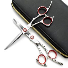 img 4 attached to 🔪 Moontay 6.0" Hair Cutting Scissors Set: Professional Barber Stylist Thinning Shears, Salon Hair Scissors, 440C Japanese Stainless Steel Hairdressing Scissors (Red)