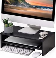 fitueyes monitor stand - sleek 2 tier computer riser with 16.7 inch shelf - organize your desk and boost productivity - black, dt204201wb logo