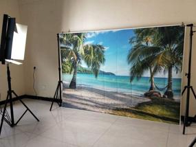 img 2 attached to 🏖️ Hawaiian Beach Scenery Photo Backdrop: 7x5ft Blue Sky Tree Background for Pictures, Weddings & Decorations - XT-6863