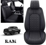 🚗 yiertai dodge ram seat covers - fits 2009-2022 1500/2500/3500hd pickup front seats only - crew double cab quad cab - waterproof faux leather seat covers (2 pcs front only/black) logo