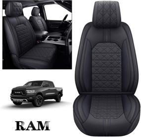 img 4 attached to 🚗 YIERTAI Dodge RAM Seat Covers - Fits 2009-2022 1500/2500/3500HD Pickup Front Seats Only - Crew Double Cab Quad Cab - Waterproof Faux Leather Seat Covers (2 PCS Front Only/Black)
