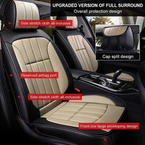 img 3 attached to PDR Deluxe PU Leather Car Seat Covers: Airbag Compatible Full Set for Universal Vehicle Cushion Protection, Fits Most 5-Seat Cars