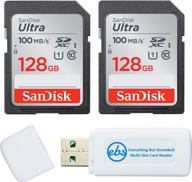 📸 карта памяти sandisk 128 гб sdxc sd ultra (2 шт.) для canon eos rebel t7, rebel t6, 77d цифровой камеры + комплект считывателя карты логотип