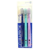 curaprox swiss 1560 soft toothbrush 0.15mm assorted colors (3 pack): optimal dental care in vibrant varieties logo
