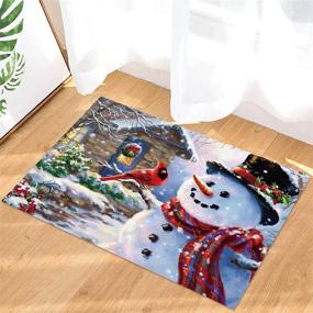 img 2 attached to 🎅 Festive Snowman and Cardinals Welcome Mats - Non-Slip Indoor/Outdoor Doormats for Winter Holidays