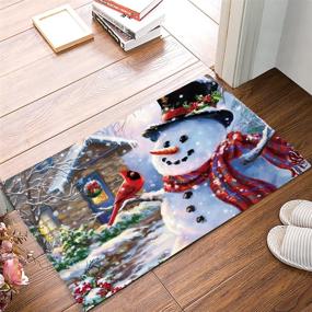 img 4 attached to 🎅 Festive Snowman and Cardinals Welcome Mats - Non-Slip Indoor/Outdoor Doormats for Winter Holidays