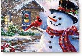 img 3 attached to 🎅 Festive Snowman and Cardinals Welcome Mats - Non-Slip Indoor/Outdoor Doormats for Winter Holidays