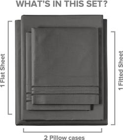 img 3 attached to Hotel Luxury Dark Grey Queen Size Sheet Set - Extra Soft & Breathable - Wrinkle Free - Deep Pockets - Easy Fit - Cooling & Comfy - 4 Piece