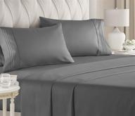 hotel luxury dark grey queen size sheet set - extra soft & breathable - wrinkle free - deep pockets - easy fit - cooling & comfy - 4 piece logo