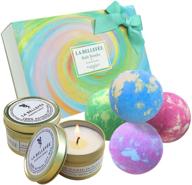 🛀 la bellefée bath bombs & scented candles set: handmade essential oil bath bombs for ultimate relaxation & moisturized skin - perfect spa gifts for women (4 bathbombs + 2 candles) logo