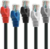 5-pack кабелей ethernet mediabridge (1 фут) - поддерживает стандарты cat6 / cat5e / cat5, 550мгц, 10гбит/с - rj45 компьютерный сетевой кабель разноцветный - part# 31-699-01x5m логотип