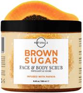 🍊 o naturals пилинг-скраб для лица, тела и стоп papaya sugar scrub для повышения светлости кожи | против целлюлита | удаление темных пятен | средство от возрастных пятен, угрей и стрий | увлажняющее и увлажняющее для мужчин и женщин | 8,4 унции логотип