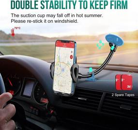 img 2 attached to Car Phone Mount Windshield, Long Arm Cell Phone Holder for Car Window, Universal 360 Degree Rotation Windscreen Suction Cup Cradle with Anti-Shake Stabilizer, Compatible with iPhone, Samsung Galaxy