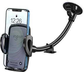 img 4 attached to Car Phone Mount Windshield, Long Arm Cell Phone Holder for Car Window, Universal 360 Degree Rotation Windscreen Suction Cup Cradle with Anti-Shake Stabilizer, Compatible with iPhone, Samsung Galaxy