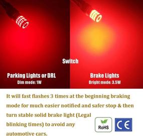 img 2 attached to 🚦 Enhanced iBrightstar T20 LED Bulbs for Tail Brake Stop Lights - Ultra-bright 9-30V Flashing Strobe Blinking Brake Lights 7440 7443 Replacement, Brilliant Red