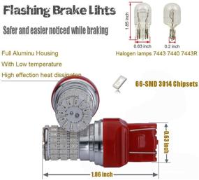 img 3 attached to 🚦 Enhanced iBrightstar T20 LED Bulbs for Tail Brake Stop Lights - Ultra-bright 9-30V Flashing Strobe Blinking Brake Lights 7440 7443 Replacement, Brilliant Red