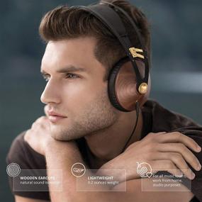 img 2 attached to Meze 99 Classics Walnut Gold - Over-Ear Headphones with Mic 🎧 and Self-Adjustable Headband - Classic Wooden Closed-Back Headset for Audiophiles - Wired