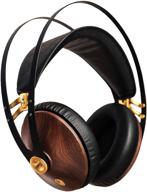 meze 99 classics walnut gold - over-ear headphones with mic 🎧 and self-adjustable headband - classic wooden closed-back headset for audiophiles - wired logo