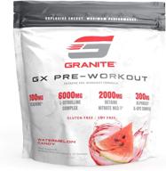 🍉 granite® gx watermelon pre-workout supplement: advanced formula for optimal pump, focus, and energy boost – citrulline, taurine, lions mane, and more! vegan and made in usa logo