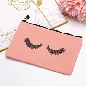 img 2 attached to 💄 Yarachel Eyelash Makeup Bags - 12 Pack Cosmetic Travel Pouches with Zipper for Women and Girls (White, Beige, and Pink)