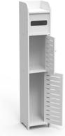 🚽 aire small bathroom storage cabinet - 2 door, 2 shelf organizer - w6 x d6 x h31 - space-saving toilet paper storage stand - 4 tier design - white logo