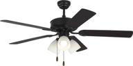 🔮 monte carlo 5hv52bkf haven 52&#34; ceiling fan with led light and pull chain, 5 mdf blades, black - 3 light kit for improved seo логотип