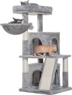 🐱 41.34 inch cat tree with scratching board, 2 condos, cat tower - padded plush perch and cozy basket for cats logo