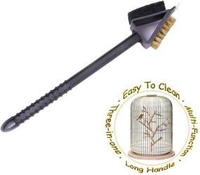 img 4 attached to 🐦 Bonaweite Stainless Steel Triangle Bird Cleaning Brush - Multi-Function 3-in-1 Long Handle Brush - Pet Cage Accessory for Parrot Birds - Efficient and Versatile