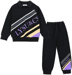 img 4 attached to 👕 Two Piece Sweatsuit Set for Boys and Girls | Toddler Athletic Top and Bottom Outfits | 1-10T Kids Clothes Sweatshirts and Sweatpants