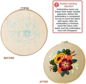 img 2 attached to 🌸 Complete Embroidery Starter Kit: Patterned DIY Beginner Stitch Kit with Stamped Cloth, Bamboo Hoop, Color Threads & Needles - Flowers Orange Red