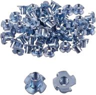 🔩 eowpower 50 pieces of 1/4"-20 x 7/16" zinc plated tee t-nuts with 4 prongs logo