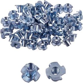 img 3 attached to 🔩 Eowpower 50 Pieces of 1/4"-20 x 7/16" Zinc Plated Tee T-Nuts with 4 Prongs