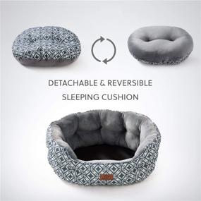 img 2 attached to 🐾 Washable Small Dog Bed for Small Dogs and Indoor Cats - Round Super Soft Plush Flannel Puppy Beds with Slip-Resistant Oxford Bottom, Coin Print Grey