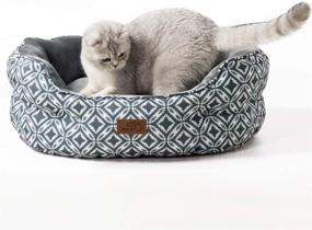 img 3 attached to 🐾 Washable Small Dog Bed for Small Dogs and Indoor Cats - Round Super Soft Plush Flannel Puppy Beds with Slip-Resistant Oxford Bottom, Coin Print Grey