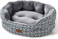 🐾 washable small dog bed for small dogs and indoor cats - round super soft plush flannel puppy beds with slip-resistant oxford bottom, coin print grey logo