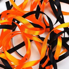 img 1 attached to 🎃 10mm Wide Black and Orange Color Satin Ribbon for Halloween Crafts and Wrapping, 150 Yards