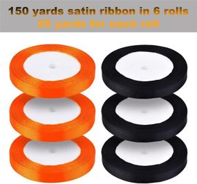 img 3 attached to 🎃 10mm Wide Black and Orange Color Satin Ribbon for Halloween Crafts and Wrapping, 150 Yards