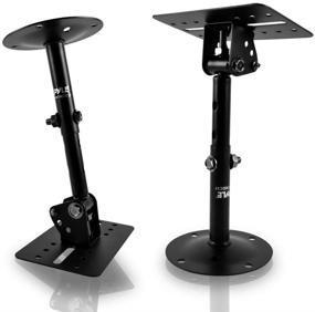 img 2 attached to 🔊 Adjustable Swivel Tilt Speaker Wall Ceiling Mount Stand - Black Bracket with Retractable Telescopic Arm - Ideal for Home Surround Sound System Bookshelf Satellite Speakers - Pyle PSTNDC31 (Pair)