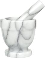 🧱 hic solid carrara marble footed mortar and pestle set - spice herb grinder логотип