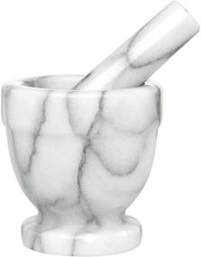 img 4 attached to 🧱 HIC Solid Carrara Marble Footed Mortar and Pestle Set - Spice Herb Grinder