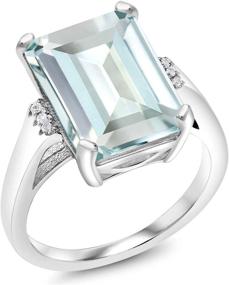 img 3 attached to 💍 925 Sterling Silver Sky Blue Simulated Aquamarine Engagement Ring for Women (6.71 Ct Emerald Cut, Sizes 5-9 Available)