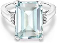 💍 925 sterling silver sky blue simulated aquamarine engagement ring for women (6.71 ct emerald cut, sizes 5-9 available) logo