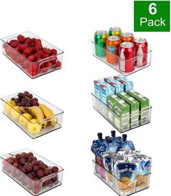 img 1 attached to 🍎 JuneHeart Refrigerator Organizer Bins: Clear Plastic Storage for Fridge, Freezer, Kitchen & Pantry - Set of 6 Bins with Handles - 10" Long-Medium Size