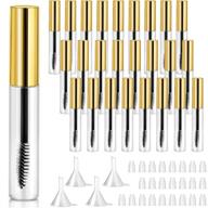 💧 25-piece 10ml clear empty mascara tubes with eyelash wand and funnels for diy cosmetics - refillable cream container bottles for castor oil (gold) logo