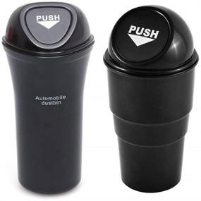 img 4 attached to Beetoo Automotive Cup Holder Trash Can - Small Car Trash Bin Ideal for Car Door or Office (2 Pack, Black)
