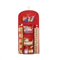 🎁 holiday hanging gift wrap organizer with clear pockets, suitable for closet rods and hooks logo