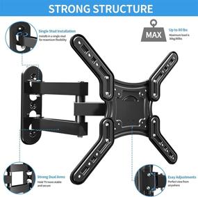 img 3 attached to 📺 Chainstone Full Motion TV Wall Mount Bracket for 28-60 Inch LED LCD OLED 4K TVs, Articulating Arms Swivel Tilt Extension Rotation, Easy Center TV Mounts, Max VESA 400x400mm, Supports up to 80 lbs