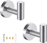 🔧 bathroom towel hooks, stainless steel wall hooks (2 pcs) - heavy duty wall mounted coat/robe clothes holders for bedroom, kitchen, restroom, hotel - brushed nickel finish logo